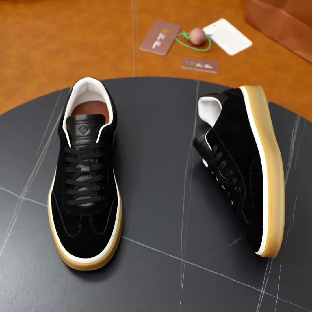 Men's Men's Shoes💰540💰••New Products•• LoroPian*_Noyo-Pianya New men's casual moral training sneakers, LP lace-up casual shoes!  Made of original imported soft cowhide and suede fabric, it highlights the sporty style. The heel is decorated with logo embossing and the original molding. The raw rubber translucent sole combined with the color welt adds a sense of modernity to the shoe. The shoe is overall refreshing and easy to match with style. It has a full cowhide lining for the feet. The original box packaging at the counter comes with wooden balls and a dust bag! Size: 38-44 (.45 customized)